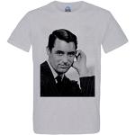 French Unicorn T-Shirt für Herren, Rundhalsausschnitt, Bio-Baumwolle, Cary Grant, Schauspieler, Celebrite, Hollywood, Vintage, grau, S