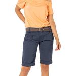 Dunkelblaue Fresh Made Chino-Shorts mit Gürtel mit Reißverschluss aus Baumwolle für Damen Größe S für den für den Sommer 
