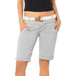 FRESH MADE Damen Bermuda-Shorts in Pastellfarben mit Gürtel Light-Grey M