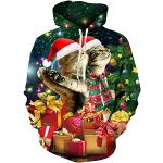 Herrenhoodies & Herrenkapuzenpullover mit Katzenmotiv aus Polyester mit Kapuze Größe L Weihnachten 