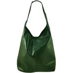 Grüne Lederhandtaschen aus Glattleder für Damen 