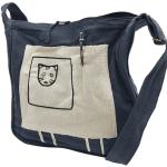 Anthrazitfarbene Nachhaltige Stofftaschen & Jutetaschen mit Tiermotiv mit Reißverschluss aus Baumwolle mit Außentaschen für Damen Klein 