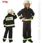 Schwarze Fries Feuerwehr-Kostüme aus Polyester für Kinder Größe 128 