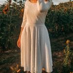 Weiße Boho Frija Omina Bio Midi Nachhaltige Spitzenkleider aus Baumwolle für Damen Größe S 
