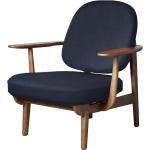 Blaue Fritz Hansen Loungestühle gebeizt aus Nussbaum mit Armlehne Breite 0-50cm, Höhe 0-50cm, Tiefe 0-50cm 