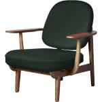 Dunkelgrüne Fritz Hansen Loungestühle gebeizt aus Nussbaum mit Armlehne Breite 0-50cm, Höhe 0-50cm, Tiefe 0-50cm 