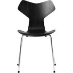 Schwarze Skandinavische Fritz Hansen Designer Stühle aus Eschenholz stapelbar Breite 150-200cm, Höhe über 500cm, Tiefe über 500cm 