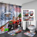 Reduzierte Bunte Badematten & Duschvorleger mit Weihnachts-Motiv aus Flanell 3-teilig 