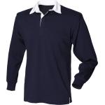 Blaue Oversize Langärmelige Front Row Langarm-Poloshirts aus Baumwolle für Herren Größe 3 XL für den für den Frühling 