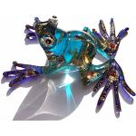 Frosch - Frog Glasfigur Glastier Nr.2 Blau - Figur aus Glas Blauer Baumsteigerfrosch - Frog - Deko Setzkasten Vitrine