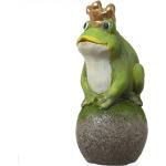 Froschkönig auf Kugel - Gartenfigur - Dekofigur - Magnesia - H: 36cm - für Außen - grün