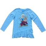 Blaue Langärmelige Die Eiskönigin Longsleeves für Kinder & Kinderlangarmshirts mit Rüschen für Mädchen Größe 110 