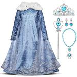 Reduzierte Blaue Blumenmuster Die Eiskönigin Elsa Maxi Prinzessin-Kostüme aus Pelz für Kinder 