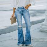 Blaue Elegante Ripped Jeans & Zerrissene Jeans aus Denim für Damen Größe XL für den für den Frühling 
