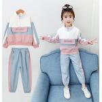 Frühling Herbst Mode Koreanischen Stil Mädchen Winddicht Sport Stil Sweatshirt Anzug Halbhohen Kragen Brief Zipper Kleidung Set Kinder Trainingsanzug