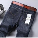 Schwarze Business Slim Fit Jeans aus Leinen Handwäsche für Herren Große Größen für den für den Frühling 