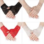 Rote Sexy Fingerlose Handschuhe & Halbfinger-Handschuhe aus Spitze für Damen für den für den Frühling 