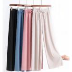 Khakifarbene Unifarbene Casual Palazzo-Hosen aus Seide für Damen Größe 3 XL 