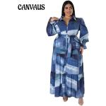 Violette Oversize Langärmelige Maxi Freizeitkleider aus Polyester für Damen Größe 5 XL für den für den Herbst 