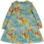 Reduzierte Bunte Blumenmuster Frugi Rundhals-Ausschnitt Kinderkleider mit Rüschen aus Viskose Größe 110 