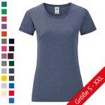 Violette Melierte Fruit of the Loom Rundhals-Ausschnitt T-Shirts aus Baumwolle für Damen Größe XXL 