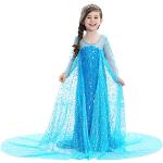 Blaue Die Eiskönigin Elsa Prinzessin-Kostüme mit Glitzer für Kinder 