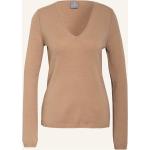 Beige FTC Cashmere V-Ausschnitt Kaschmir-Pullover aus Wolle für Damen Größe S 