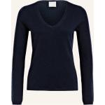 Dunkelblaue FTC Cashmere V-Ausschnitt Kaschmir-Pullover aus Wolle für Damen Größe S 