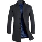 Graue Unifarbene Business Maxi Stehkragen Trenchcoats lang aus Wolle für Herren Größe XL für den für den Winter 