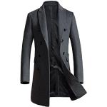 Graue Unifarbene Maxi Stehkragen Trenchcoats lang mit Knopf aus Wolle für Herren Größe M für den für den Herbst 
