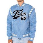 Hellblaue Fubu College-Jacken aus Satin für Herren Größe XXL 