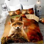 Bettwäsche Sets & Bettwäsche Garnituren mit Fuchs-Motiv mit Reißverschluss 180x220 3-teilig für den für den Herbst 