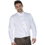 Weiße Karo Langärmelige Fuchs Trachtenmoden Stehkragen Stehkragenhemden mit Fuchs-Motiv mit Knopf aus Baumwolle trocknergeeignet für Herren Größe 3 XL für den für den Frühling 