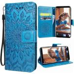 Blaue Blumenmuster Samsung Galaxy S9 Hüllen Art: Geldbörsen mit Blumenmotiv mit Muster aus Leder mit Ständer 
