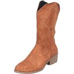 Braune Cowboy-Boots & Cowboystiefeletten in Breitweite aus Leder für Damen Größe 35 für den für den Sommer 