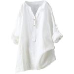 Weiße Unifarbene Oversize V-Ausschnitt Festliche Blusen mit Glitzer aus Spitze für Damen Größe 4 XL Große Größen für den für den Sommer 