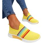 Gelbe Elegante Low Sneaker aus Leder atmungsaktiv für Damen Größe 38 für den für den Sommer 