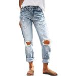 Hellblaue Loose Fit Ripped Jeans & Zerrissene Jeans mit Knopf aus Denim für Damen Größe S für den für den Sommer 