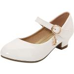 Weiße Elegante Kostüm Schuhe mit Strass mit Klettverschluss in Schmalweite aus Leder für Damen Größe 36 für den für den Sommer 