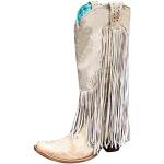 Beige Elegante Cowboy-Boots & Cowboystiefeletten mit Schnürsenkel in Komfortweite aus Veloursleder für Damen Größe 41 