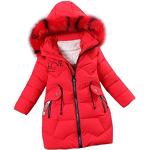 Rote Gesteppte Kinderwinterjacken mit Reißverschluss aus Fleece für Mädchen für den für den Winter 