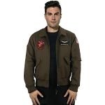 Funhoo Herren Bomberjacke Jacke mit Patches Kragen Tom Cruise Jet Pilot Flieger Maverick Aviator Uniform Cosplay Kostüm Outfit(L, Grün)