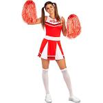 Rote Cheerleader-Kostüme mit Bommeln für Damen 