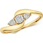 Goldene Elegante Goldringe aus Gold 9 Karat mit Diamant für Damen Größe 49 