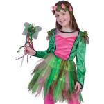 Funny Fashion Feen-Kostüm »Waldfee "Nina" Kinderkostüm, Märchen Elfenkleid mit Blumenkranz - Grün Rosa«, grün