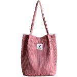 Pinke Unifarbene Handtaschen Sets mit Knopf aus Cord mit Innentaschen für Damen 