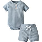 Blaue Kurzärmelige U-Ausschnitt Kinderkurzarmbodys mit Knopf Handwäsche für Babys für den für den Sommer 