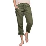 Armeegrüne Elegante Freizeithosen mit Reißverschluss aus Leinen für Damen Größe 3 XL Petite 