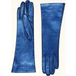 Blaue Elegante FURLA 1927 Gefütterte Handschuhe aus Glattleder für Damen Größe S für den für den Winter 