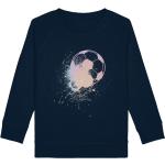 Marineblaue Motiv Bio Kindersweatshirts aus Baumwolle für Mädchen Größe 146 